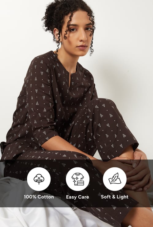 Women Pure Cotton Printed PJ Set