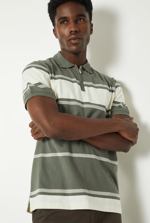 Men Striped Polo T-shirt