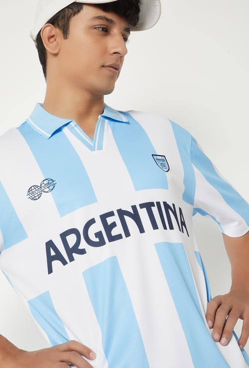 Men Fifa Argentina Oversized Johnny Collar T-shirt