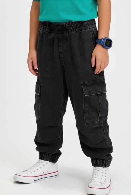 Boys Solid Cargo Joggers