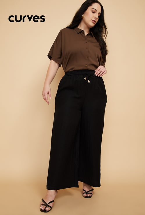 Women Solid Wide Leg Palazzos