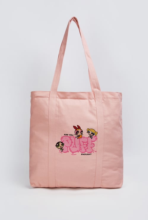 Women Powerpuff Print Shopper Bag