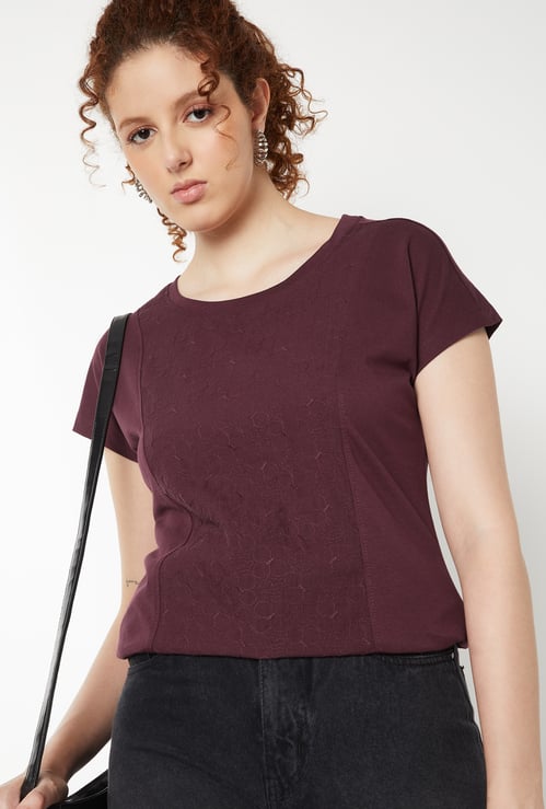 Women Embroidered Panel T-shirt