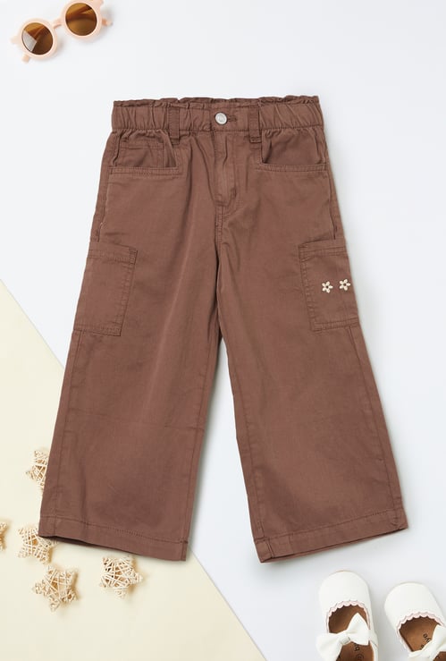 Girls Solid Wide Leg Trousers