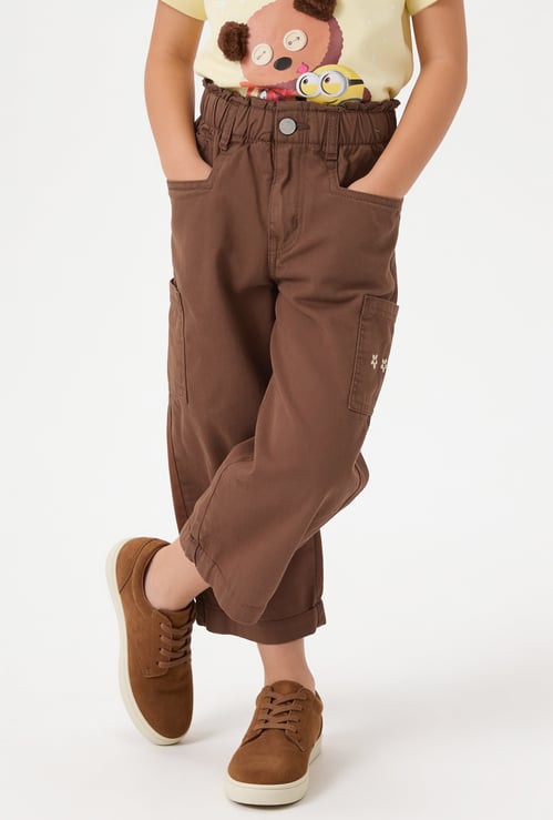 Girls Solid Wide Leg Trousers