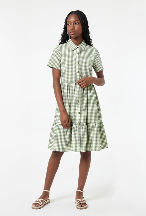 Girls Checked A-Line Dress