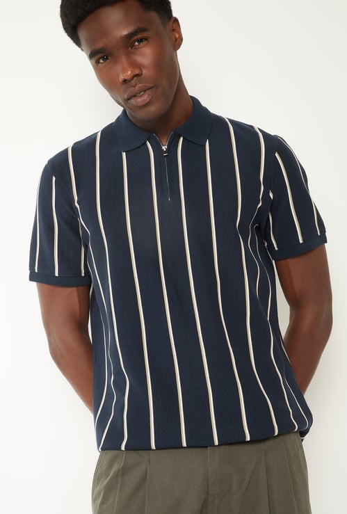Men Striped Polo T-shirt