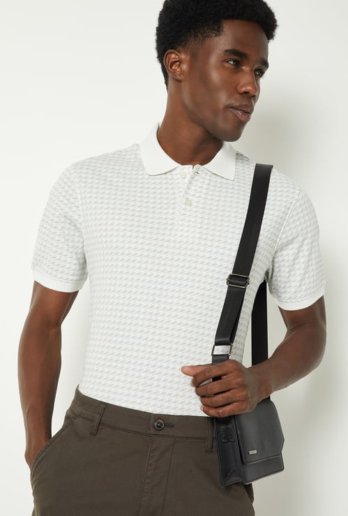 Men Houndsooth Regular Fit Polo T-shirt