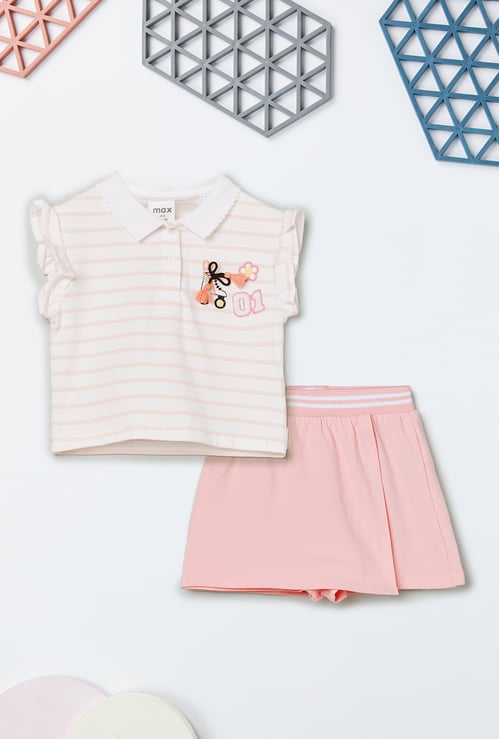 Girls Striped Shorts Set