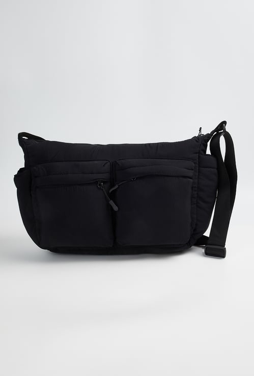 Men Solid Crossbody Bag