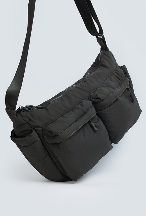 Men Solid Crossbody Bag