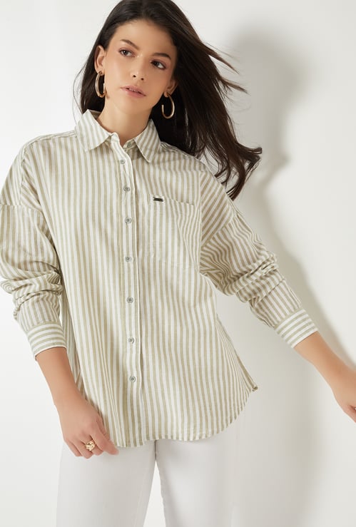 Women Striped Oversized Shirt