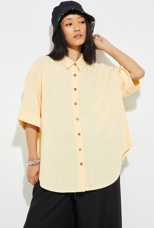ALAYA F x URB_N  Women Solid Drop Shoulder Shirt