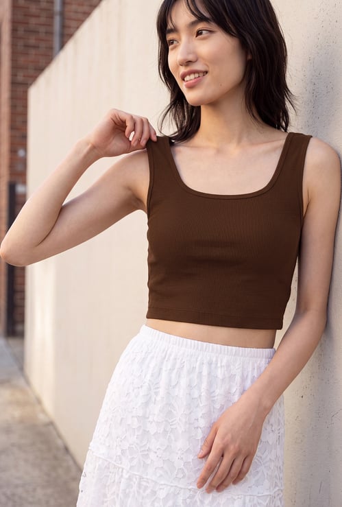URB_N Women Ribbed Tank Crop Top