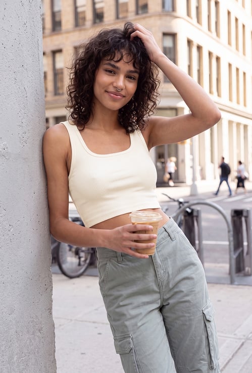 URB_N Women Ribbed Tank Crop Top