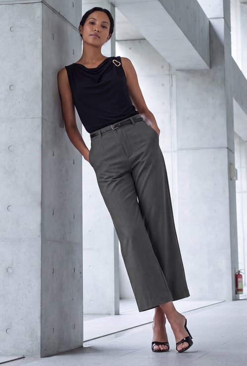 Women Solid High-Rise Trousers