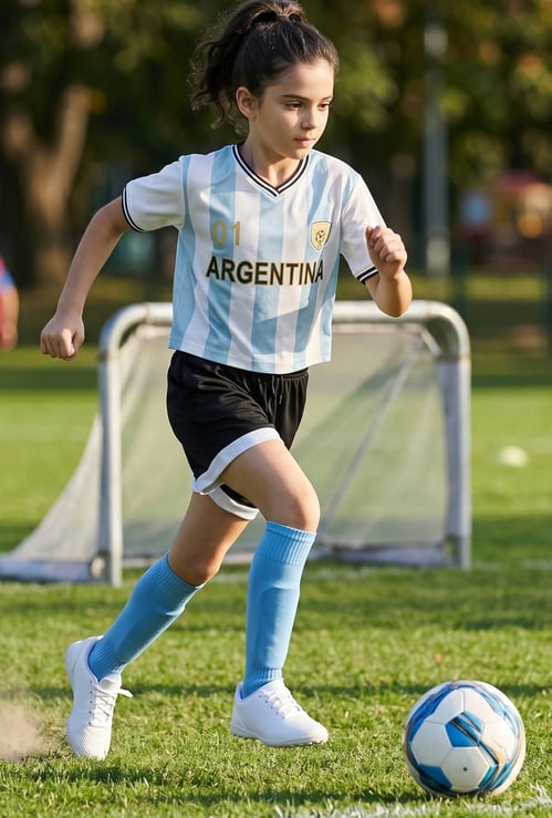 Girls Striped Argentina T-shirt