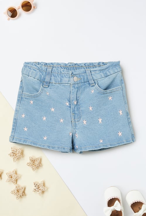 Girls Embroidered Denim Shorts