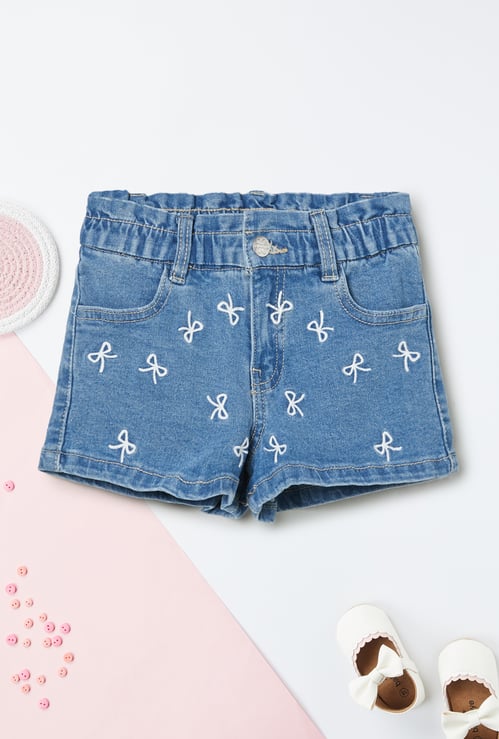 Girls Embroidered Denim Shorts
