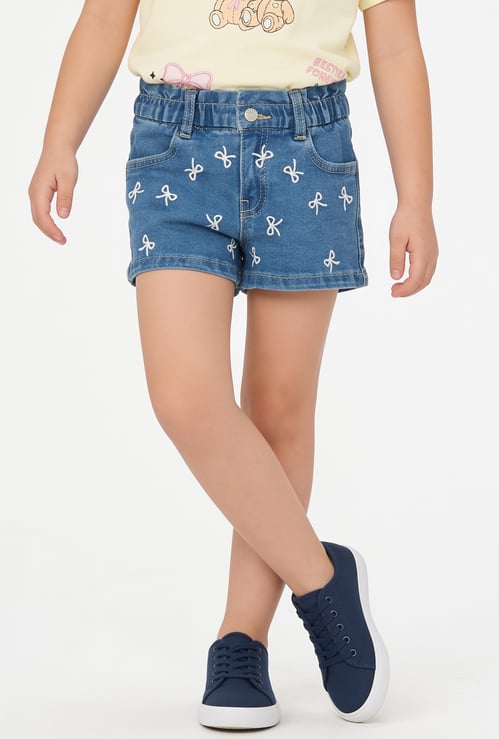 Girls Embroidered Denim Shorts