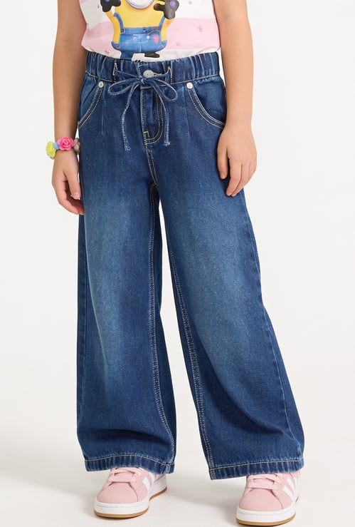 Girls High-Rise Wide Leg Jeans