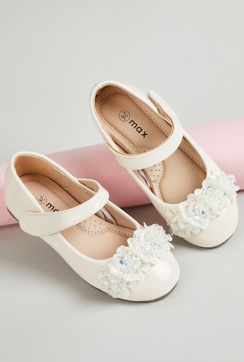 Girls Embellished Mary Janes with Velcro Closure