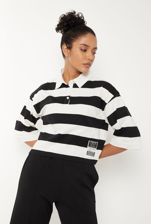 Women Striped Polo T-shirt