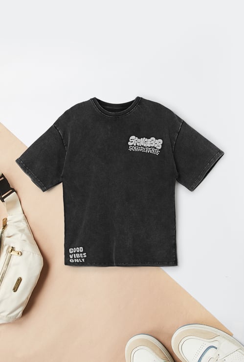 Boys Spongebob Squarepants Printed Oversized T-shirt