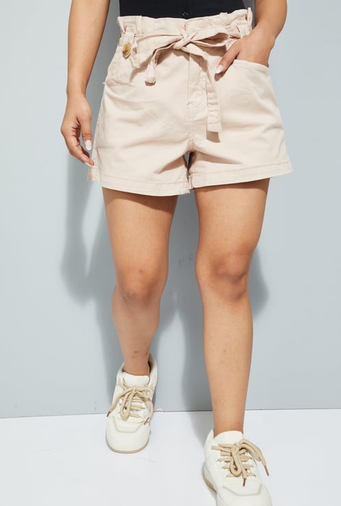 URB_N Women Paperbag Waist Shorts