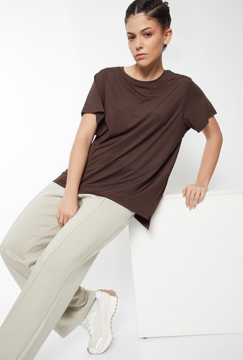 Women Oversized Solid Sports T-shirt