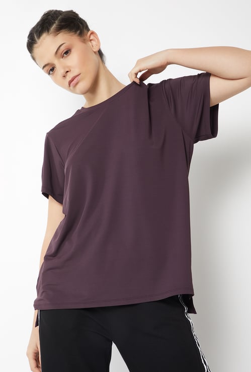 Women Oversized Solid Sports T-shirt