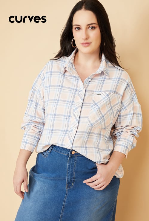 Women Checked Oversized Shirt