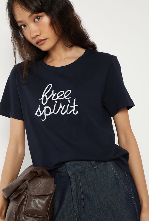 Women's Embroidered Relaxed Fit T-shirt