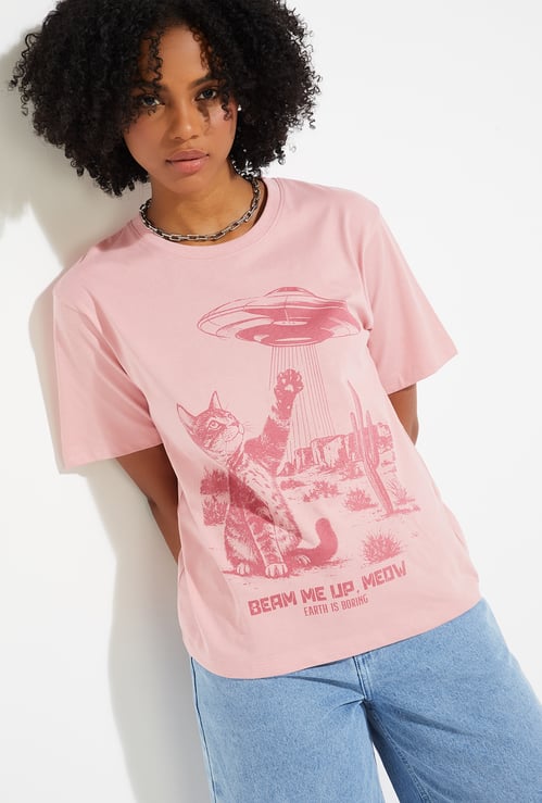URB_N Women Printed Relaxed Fit T-shirt
