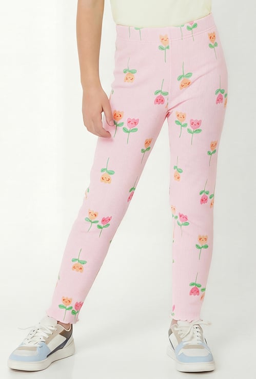 Girls Floral Print Leggings