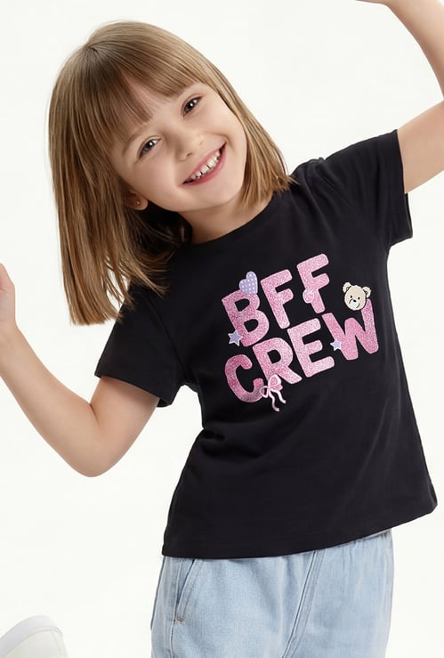 Girls Typographic Print T-shirt