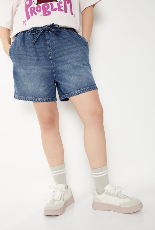 Women Solid Denim Shorts