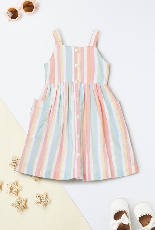 Girls Striped A-Line Dress