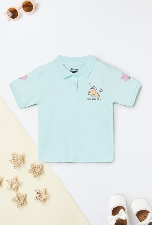 Girls Printed Polo T-shirt