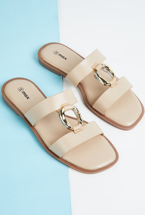 Women Solid Dual Strap Sandals