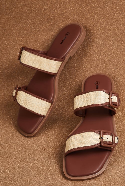 Women Colourblock Dual Strap Flats
