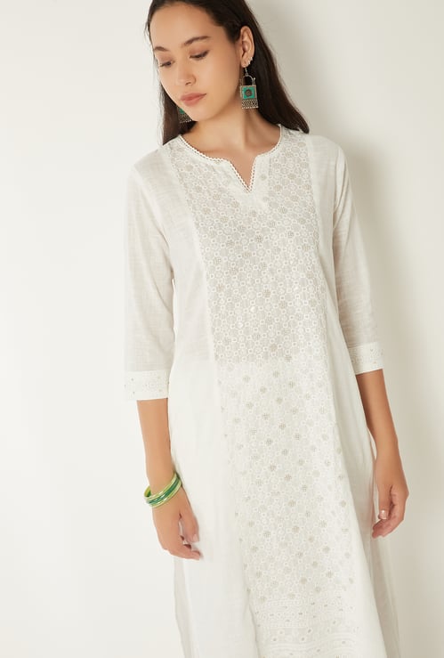 Women Embroidered Straight Kurta
