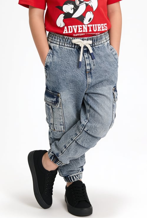 Boys Mildly Washed Cargo Joggers