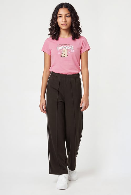 Girls Solid Wide Leg Trouser