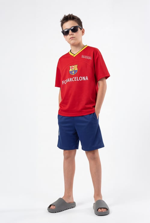 Boys FC Barcelona Printed Shorts Set