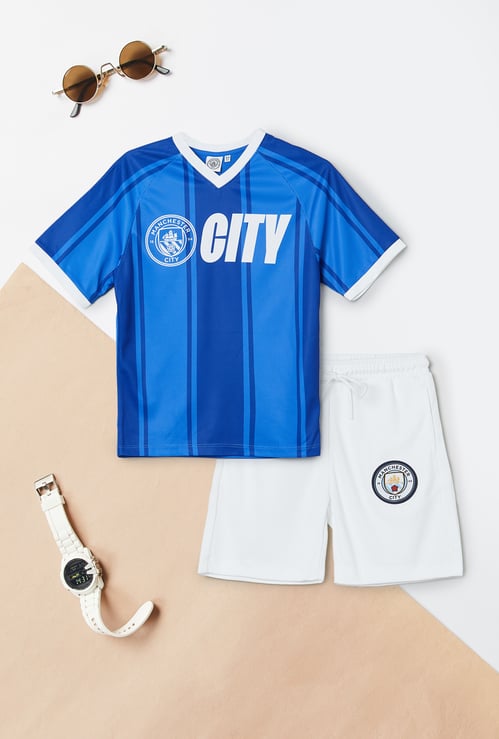 Boys Football Print T-shirt and Shorts Set