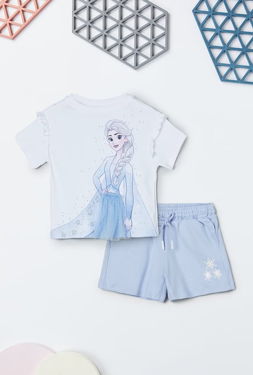 Girls Frozen Printed Shorts Set