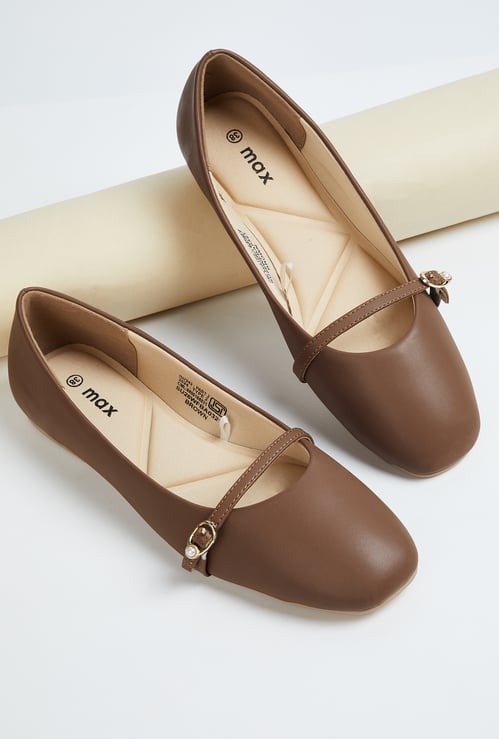 Women Mary Jane Ballerina Shoes with Buckle Strap