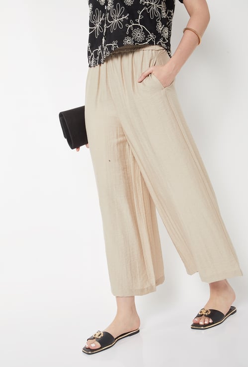 Women Solid Wide Leg Palazzos