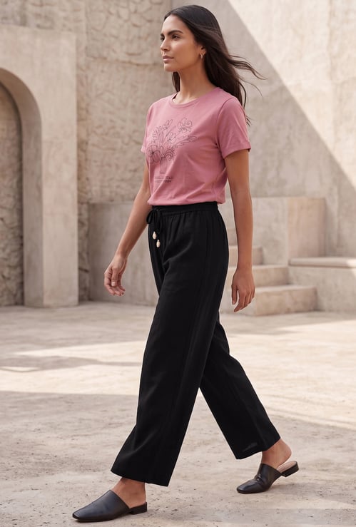 Women Solid Wide Leg Palazzos